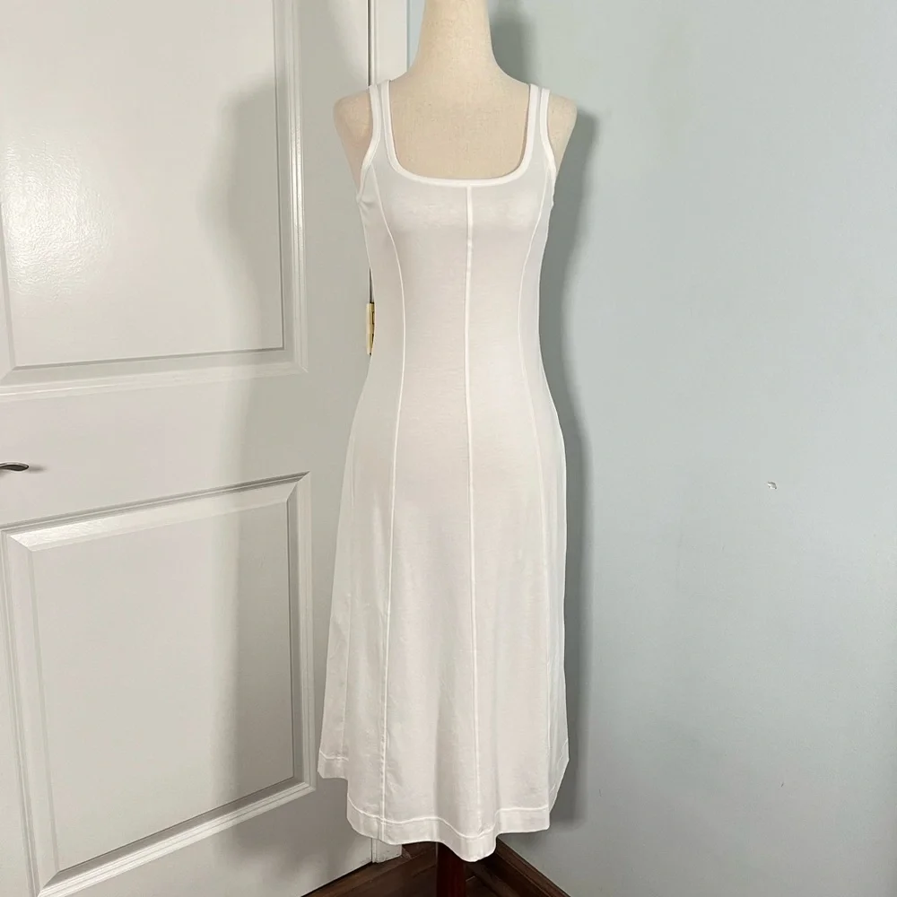 EVERLANE white Luxe Cotton Seamed
Tank Pullover Midi Dress size XXS NWT - Picture 6 of 11
